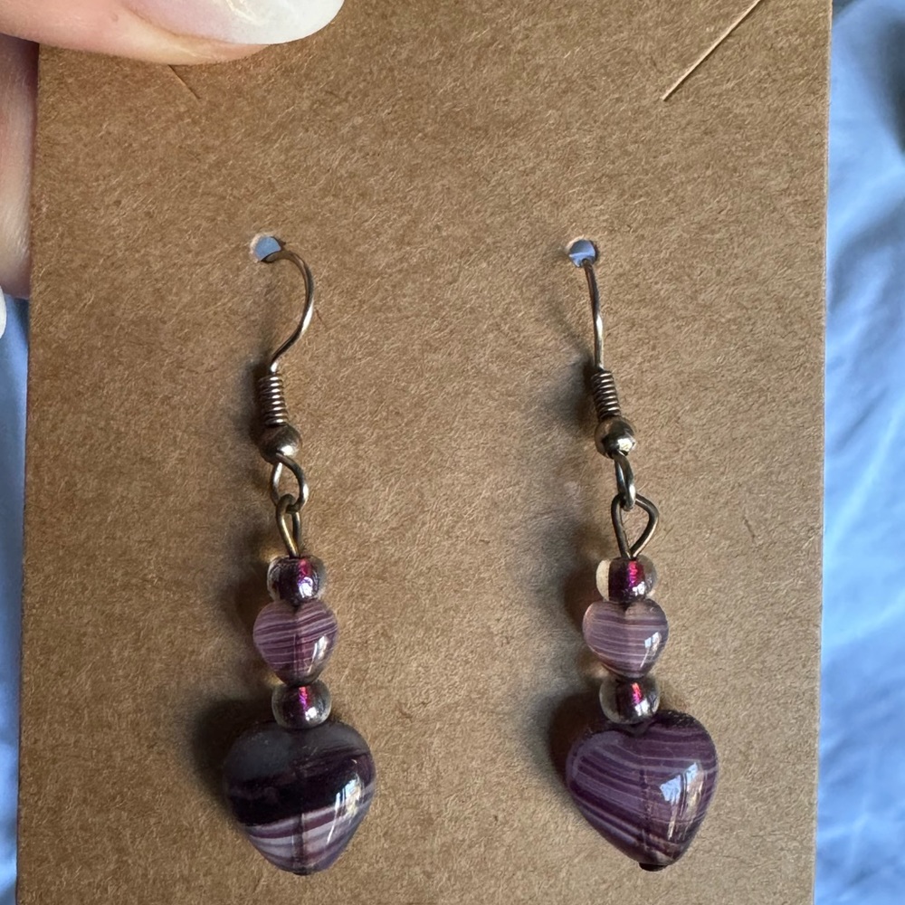 heart shaped quartz crystal stone earrings